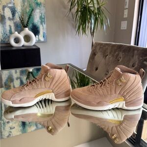 Pink and gold Jordans